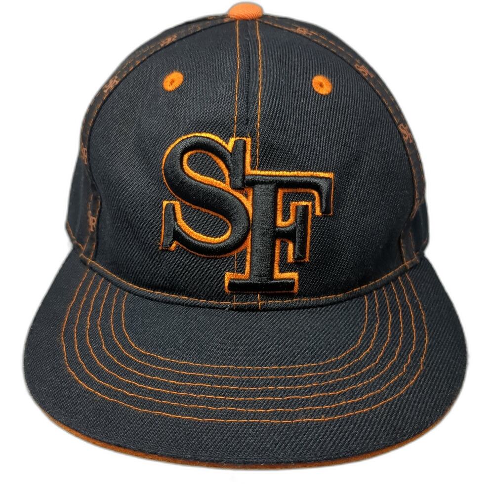 Sf Fitted Baseball Cap Solid Black Large Embroide… - image 1